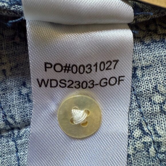 Faherty Size Small Blue Floral Print Linen Blend Sleeveless Pintucked Midi Dress - Picture 9 of 15